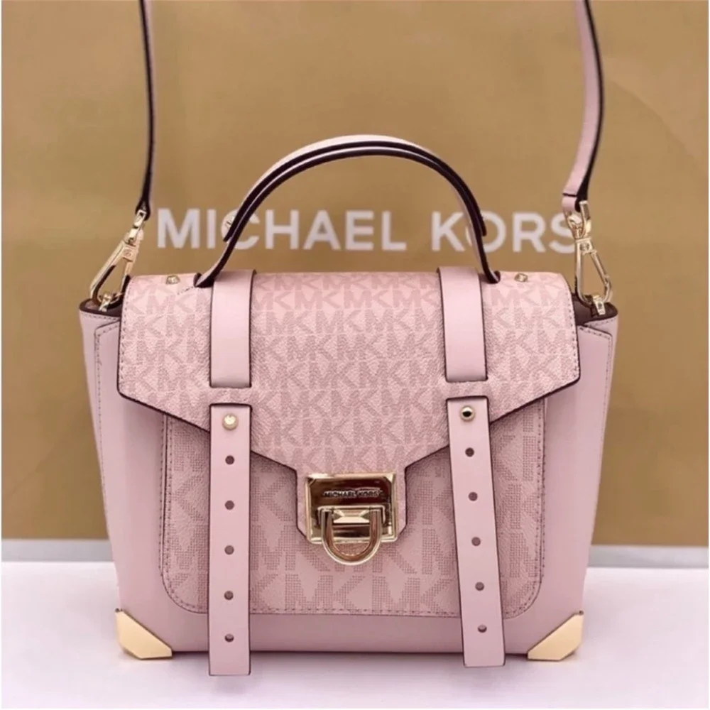 Michael Kors Manhattan Satchel Crossbody Powder Blush Multi - Picture 2 of 16
